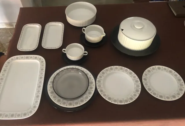 Rosenthal servizio piatti  per 12 bianco e nero - 104 pezzi