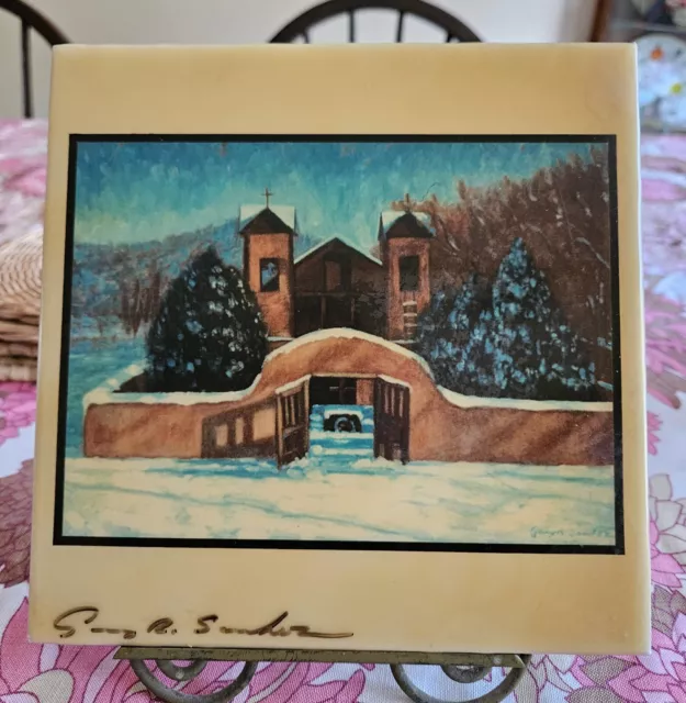 Painted Ceramic Tile 8×8 Design Snowfall @ Chimayo By Gray Sanchez