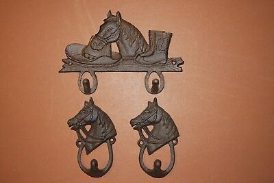 (3) Horse Stable Decor, Decorative Rustic Tack Hooks, Cowboy Hat Wall Hook