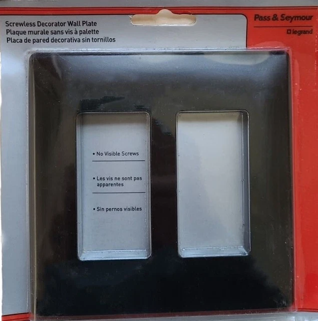 Pass & Seymour 2-Gang Screwless Decorator Wall Plate - Black Pass & Seymour 2-Gang Screwless Decorator Wall Plate - Black