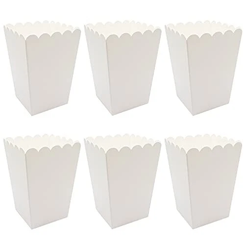 24 Pack White Popcorn Boxes for Party (2.2 x 4.2 x 3 in)