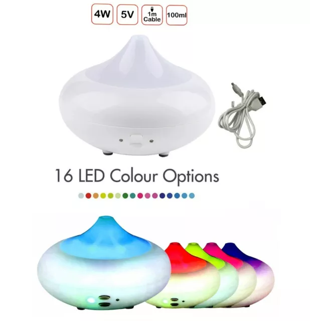 Mini USB Aroma Humidifier Oil Diffuser16 Color LED Ultrasonic Air Purifier 100ML