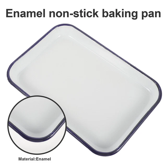 Household Enamel Baking Dish Rectangular Roasting Pan Multi-use Baking Tray 3