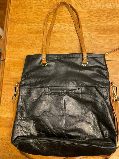 hobo international black brown leather shoulder handbag purse tote