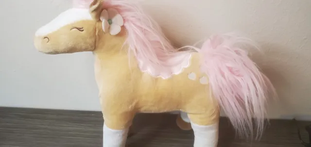 Circo Wild Horses Decorative 14” Throw Bed Pillow Beige Pink Mane HORSE EUC
