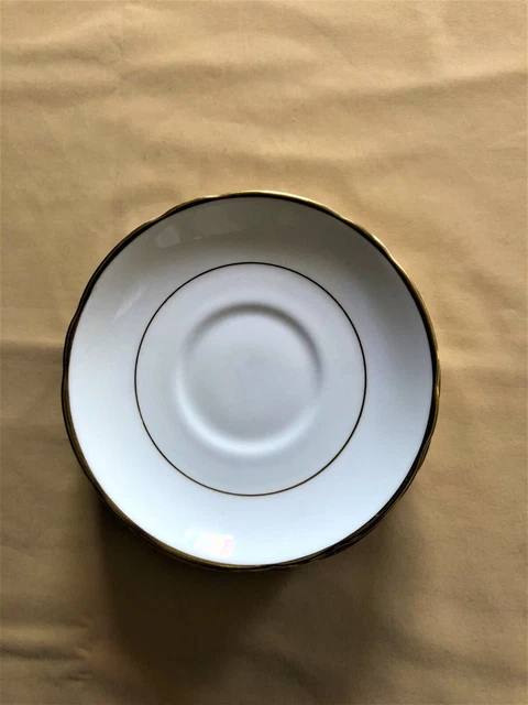 7-Piece Set Vintage Scalloped Saucers Bone China PEACOCK
