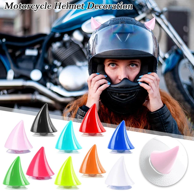 1x Motorcycle Helmet Cool Devil Ox Horn Decor Suction Headwear Accessory Z7O3