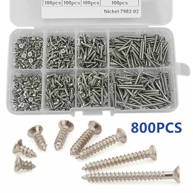 Easy to Use 800Pcs Nickelplated iron Self Tapping Screw Set Lock Nut Included