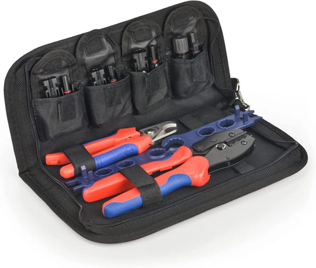Solar PV Panel Crimping Tool Kit, C/W Solar Connector Crimper Works for Awg14-10