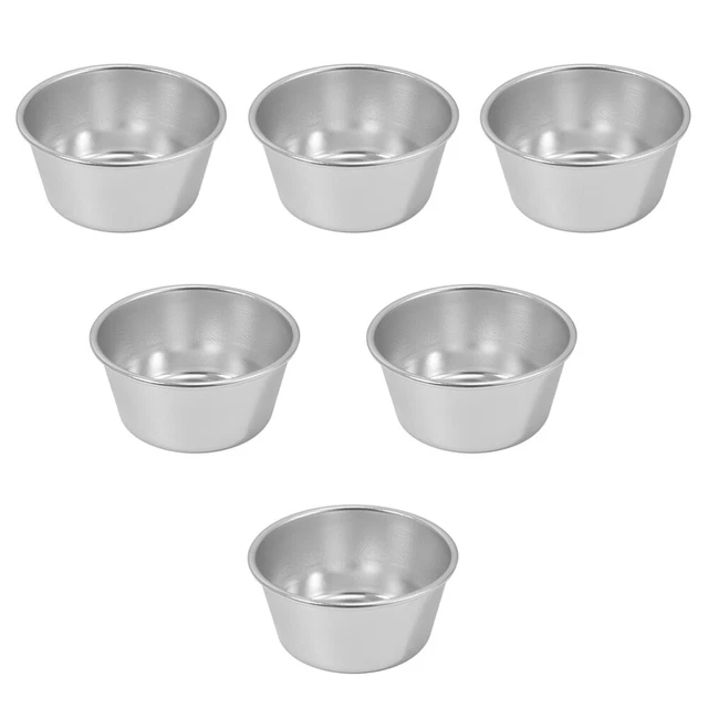 6 piezas Vaso de pudín de acero con alto contenido de carbono Moldes de pudín Silver