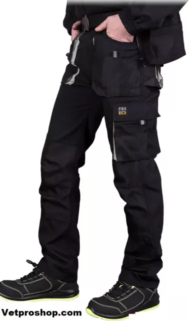 Pantalon De Travail Poches Genouillères Cargo Pantalon De Sécurité Noir G