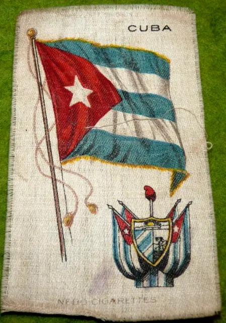 14/22 Nebo cigarettes silk flag Cuba  Publicité soie ancien drapeau Cuba