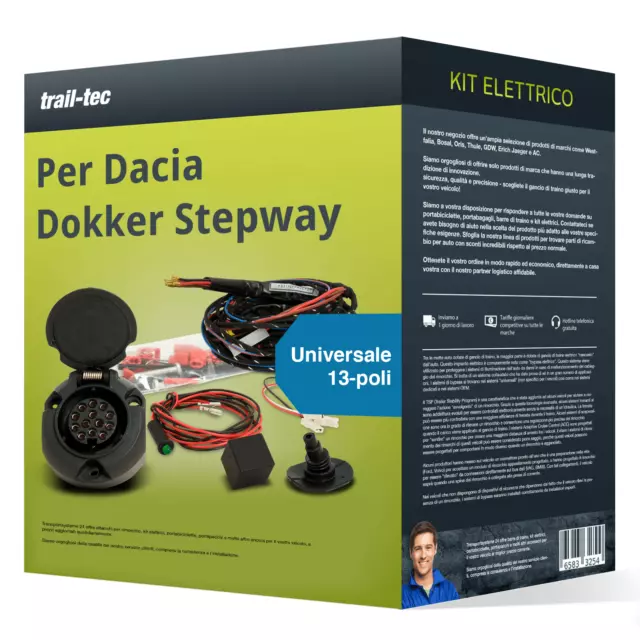 Kit elettrico uni 13 poli adatto per DACIA Dokker Stepway 12-17 trail-tec Nuovo
