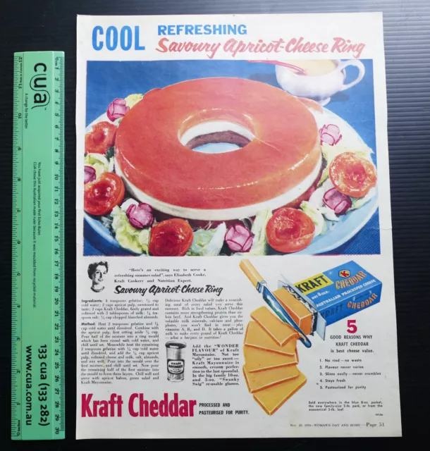 1954 vintage ad KRAFT CHEDDAR CHEESE retro advertising advertisement old advert