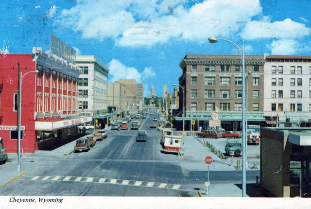 Vintage Postcard Continental Size 1973 Street Scene At Cheyenne Wyoming