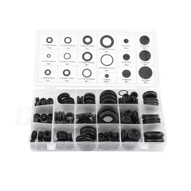 125pcs Grommet Firewall Hole Plug Set Electrical Wire Gasket Assortment Kit lso