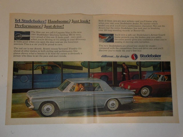 Magazine Ad* - 1964 - Studebaker Avanti & Laguna - (2 pages)