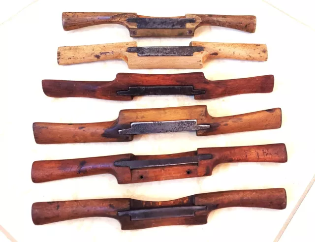 Lot of 6 Antique Spoke Shave Draw Knife Woodworking Plane Tool