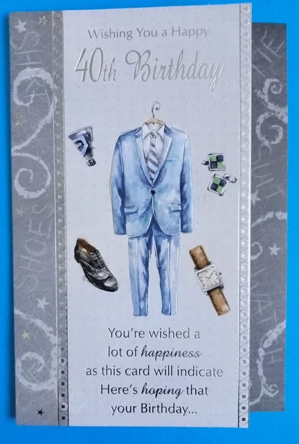 40TH HAPPY BIRTHDAY Greeting Card 40 Years Old for Him Male Traditional ...