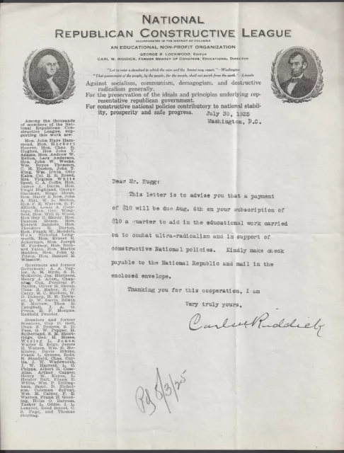 Washington, D.c. ~ Nat'l Republican Constructive League ~ 1925 Illus. Letterhead