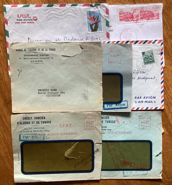 Algeria Air Mail Covers X7 Alger Port Say to Amsterdam Strasbourg London 1952-93
