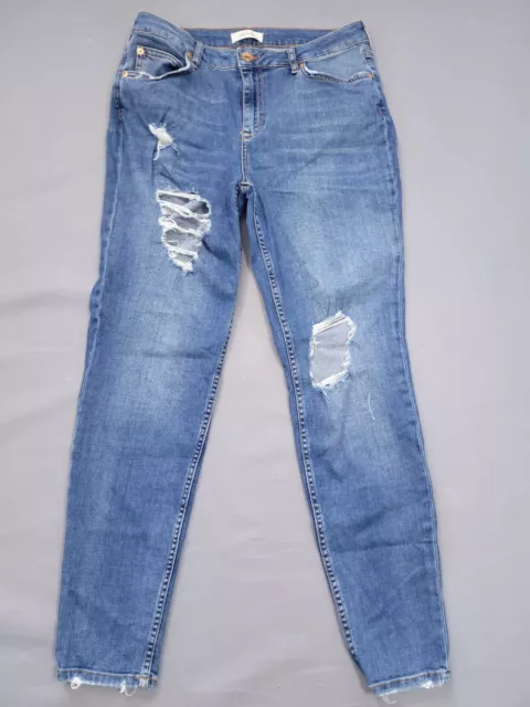 Womens River Island Jeans Size 12 Slim Mid Rise Ripped Distressed
