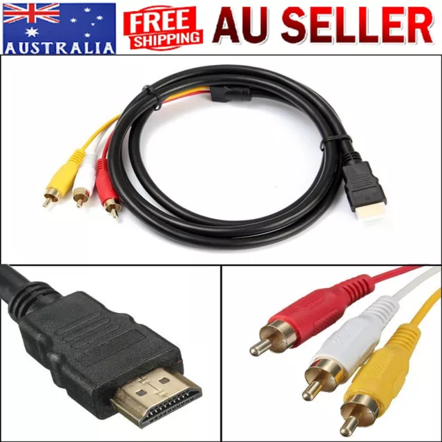 HDMI Male to 3 RCA RGB Male Audio Video Cable Adapter For HDTV DVD Player OZ AUS