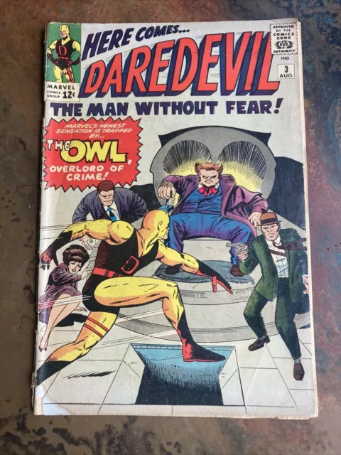 Daredevil #3  1st Appearance and Origin of the Owl! Marvel 1964 Original Owner