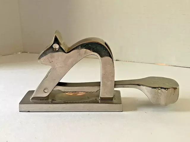 Vintage CHROME Heavy Metal MODERNIST Squirrel Nut Cracker