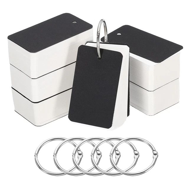 2.8" x 1.5" Blank Flash Cards with Rings Study Card Index Cards, White 600pcs