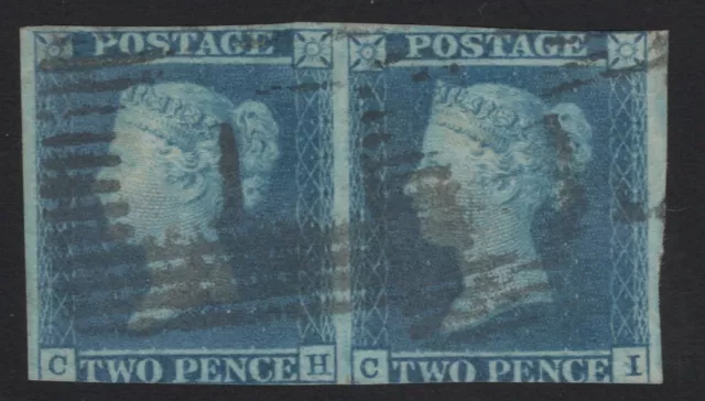 1841 Great Britain #4 Queen Victoria "Two Penny Blue" Pair 2p Stamps