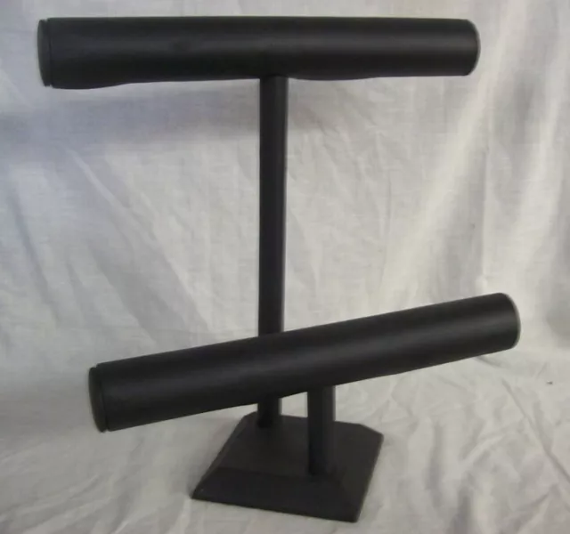 Store Display DOUBLE BAR NECKLACE/BRACELET JEWELRY DISPLAY Black Leatherette