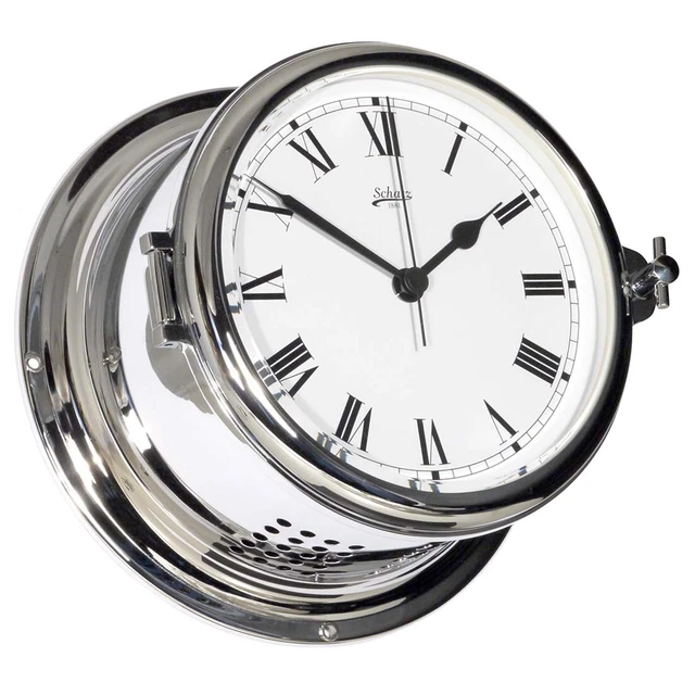 SCHATZ ROYAL MARINER Nautique Laiton Massif Maritime Horloge Murale