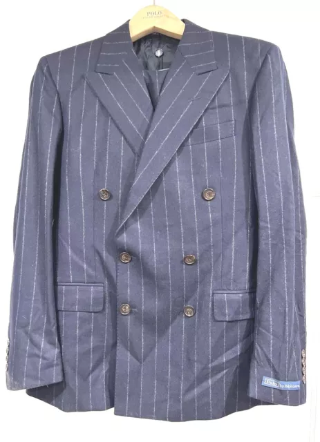 Polo By Ralph Lauren Navy Jacket Striped C Fall 4 Size 40 R (MSRP $1598)