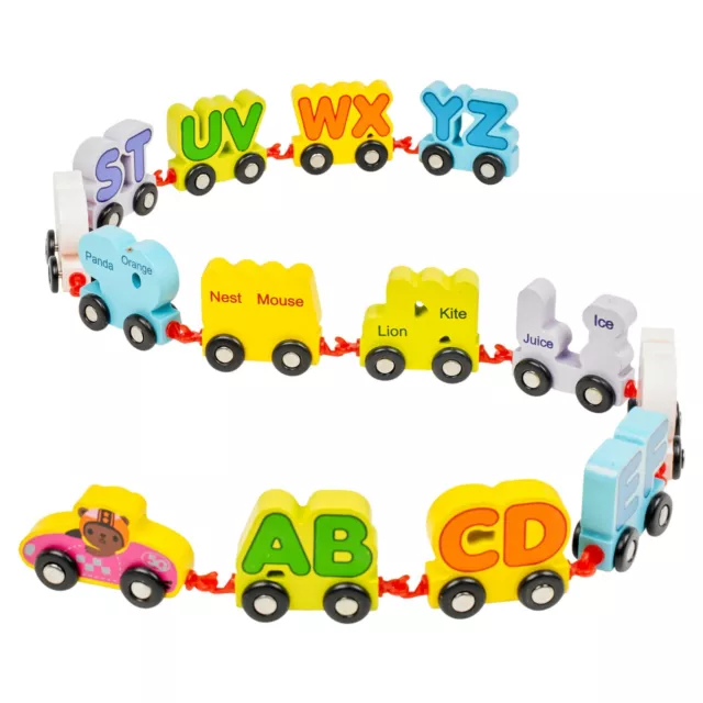 14pcs Kids Mini Alphabet Learning Toy Wooden Alphabet Train Toys Early Education