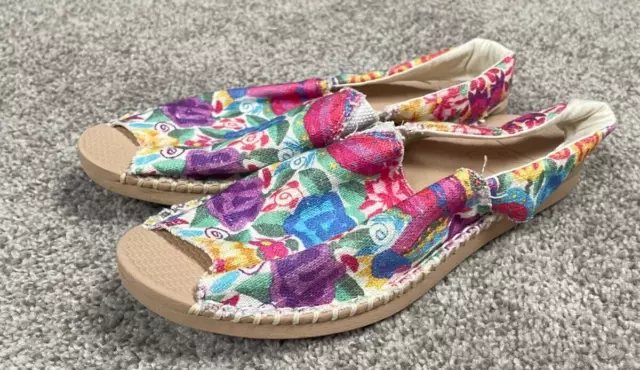 Reef Sandals Womens 5 Escape Floral Printed Sling Back Peep Toe Flat Shoe Beach