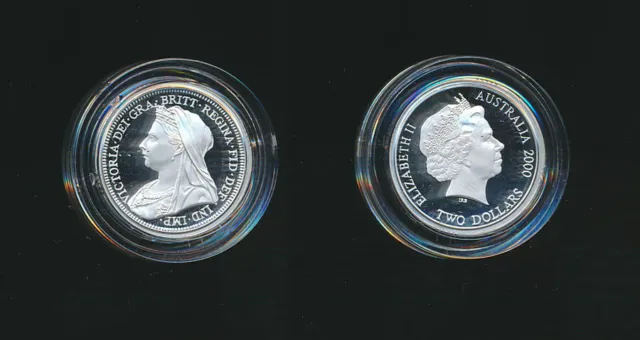 Australia: 2000 $2 'Queen Victoria Reverse' Pure Silver Masterpiece