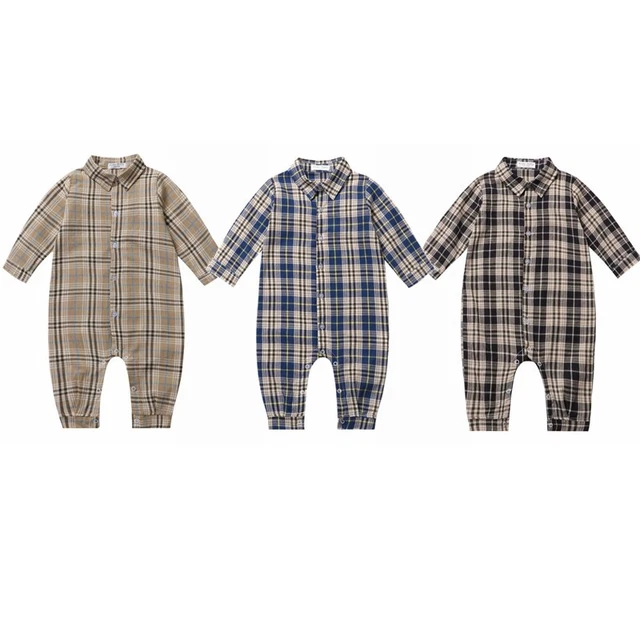 Tuta a quadretti per bambini bambina maniche lunghe a griglia gentiluomo casual abiti a quadretti