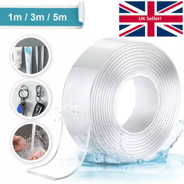 Reusable Nano Adhesive Tape Double-Sided Trace Less Washable Gel Tape Anti-Slip