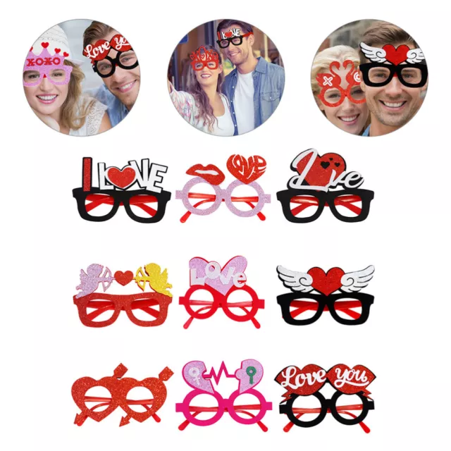 9 Pcs Plastic Valentine Glasses Bride Bridal Shower Photo Booth Props