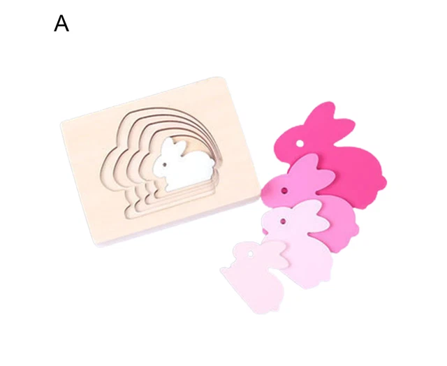 Kids Wooden Animal Cartoon 3D Multilayer Jigsaw Puzzle Early Educational Gifts A