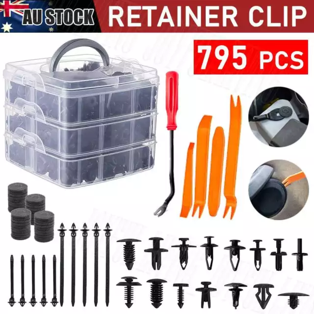 795pcs Car Trim Clips Plastic Rivet Push Pins Panel Fastener Bumper Retainer Kit