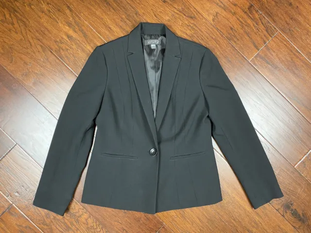 KASPER Women's Classic Black Notch Collar Blazer Jacket Size 8 EXCELLENT