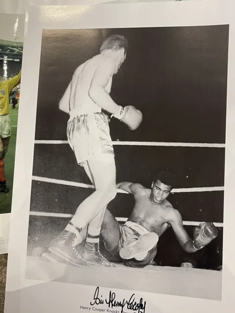 Sir Henry Cooper Signed Large Boxing Photo vs Cassius Clay Muhammad Ali