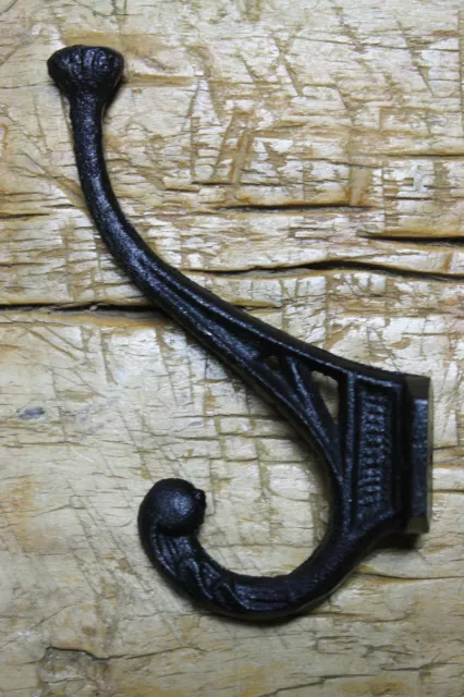 6 Cast Iron Black Crown Style Coat Hooks, Hat Hook, Rack Hall Tree Restoration 2