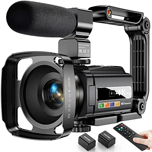 Videocámara con cámara de video 4K 48MP Ultra HD Cámara de video Wifi Vlogging para...