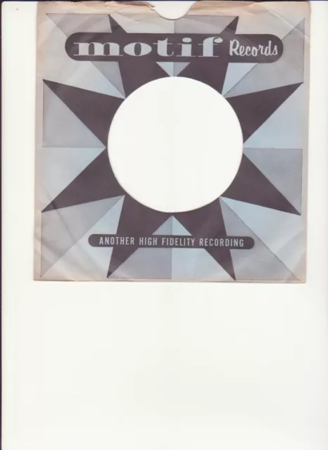 Motif Records- Rare 1950's/60's Original 45 Record Company Sleeve