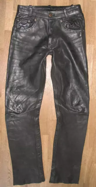 Stretto Uomo- Jeans IN Pelle/Biker- Pantaloni di Pelle IN Nero W29 " / L34 "