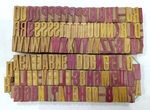Vintage Letterpress wood/wooden printing type block typography 130pc 25mm#TP-251