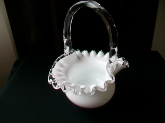 Fenton Glass Silver Crest Small Basket 6 1/2"